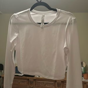 Alo Yoga white crop long sleeve top